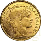 10 Francs Goldmünze Frankreich Marianne - Hahn
