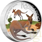 1 Unze Silbermünze Australien Känguru 2025 - polierte Platte - High Relief - coloriert