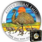 1 Unze Silbermünze Australien Emu 2026 - coloriert