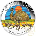 1 Unze Silbermünze Australien Emu 2026 - coloriert