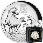 5 Unzen Silbermünze Australien Lunar III Pferd 2026 polierte Platte - High Relief