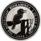 2 Unzen Silbermünze Australien Kookaburra 1998