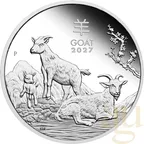 1 Unze Silbermünze Australien Lunar III Ziege 2027 - polierte Platte