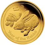 1 Unze Goldmünze Australien Lunar II Hase 2011 - polierte Platte