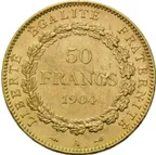 50 Francs Goldmünze Frankreich Genius - stehender Engel
