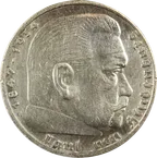 5 Reichsmark Silbermünze Hindenburg mit HK