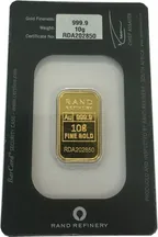 10 Gramm Goldbarren Rand Refinery - Elefant
