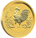 10 Unzen Goldmünze Australien Lunar II Hahn 2017