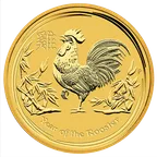 10 Unzen Goldmünze Australien Lunar II Hahn 2017