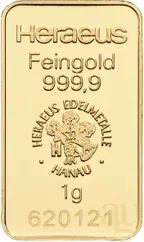 1 Gramm Goldbarren Heraeus Kinebar
