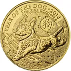 1 Unze Goldmünze Lunar UK Hund 2018