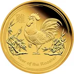 1/4 Unze Goldmünze Australien Lunar II Hahn 2017 - polierte Platte