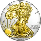 1 Unze Silbermünze American Eagle 2012 teilvergoldet