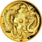 2 Unzen Goldmünze Australien Drache & Tiger 2018 - High Relief - polierte Platte
