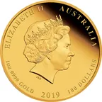1 Unze Goldmünze Australien Lunar II Schwein 2019 - polierte Platte