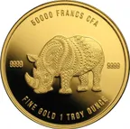 1 Unze Goldmünze Republic of Tschad Mandala Nashorn 2018