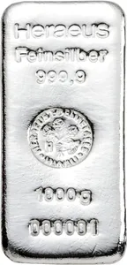 1 Kilogramm Silberbarren Heraeus