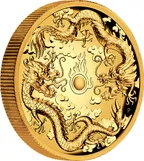 2 Unzen Goldmünze Australien Drache & Drache 2019 - High Relief - polierte Platte