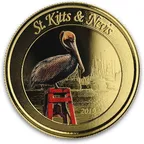 1 Unze Goldmünze EC8 St. Kitts & Nevis - Pelikan 2019 - coloriert