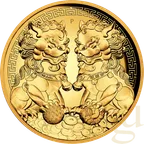 2 Unzen Goldmünze Australien Double Pixiu 2020 - High Relief - polierte Platte
