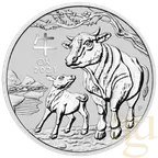 1 Unze Silbermünze Australien Lunar III Ochse 2021