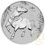 1 Unze Platinmünze Australien Lunar III Ochse 2021