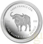 1 Unze Silbermünze Republic of Tschad Mandala Buffalo 2020
