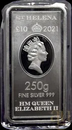 250 Gramm Silber St. Helena Münzbarren 2021