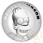 2 Unzen Silbermünze Tuvalu The Simpsons - Homer Simpson 2021 - polierte Platte - High Relief