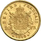20 Francs Goldmünze Napoleon III mit Kranz