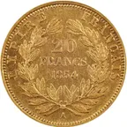 20 Francs Goldmünze Napoleon III ohne Kranz