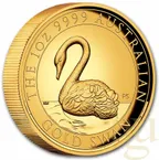 1 Unze Goldmünze Australien Schwan 2021 - High Relief - polierte Platte