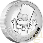 2 Unzen Silbermünze Tuvalu The Simpsons - Bart Simpson 2022 - polierte Platte - High Relief