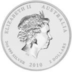 2 Unzen Silbermünze Australien Lunar II Tiger 2010