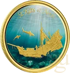 1 Unze Goldmünze EC8 St. Kitts & Nevis - Shipwreck 2021 - coloriert