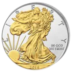 1 Unze Silbermünze American Eagle 2010 teilvergoldet