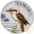 1 Unze Silbermünze Australien Kookaburra 2022 - coloriert