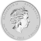 2 Unzen Silbermünze Australien Lunar II Hase 2011