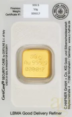 50 Gramm Goldbarren C. Hafner Gussbarren