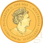1/10 Unze Goldmünze Australien Lunar III Drache 2024 - coloriert