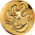 1 Unze Goldmünze Australien Drache & Koi 2023 - High Relief - polierte Platte