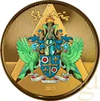 1 Unze Goldmünze EC8 St. Lucia - Coat of Arms 2023 - coloriert