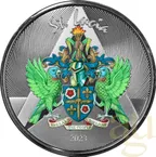 1 Unze Silbermünze EC8 St.Lucia - Coat of Arms 2023 - coloriert