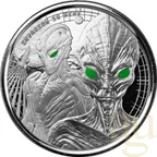 1 Unze Silbermünze Afrika Ghana Alien 2023 - Coloriert
