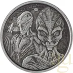 1 Unze Silbermünze Afrika Ghana Alien 2023 - Antik Finish