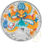 1 Kilogramm Silbermünze Australien Lunar III Drache 2024 - coloriert