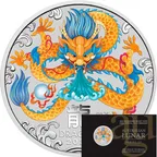 1/4 Unze Silbermünze Australien Lunar III Drache 2024 ANDA Special - coloriert