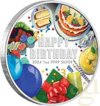 1 Unze Silbermünze Australien Happy Birthday - coloriert