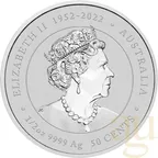 1/2 Unze Silbermünze Australien Lunar III Drache 2024 - coloriert