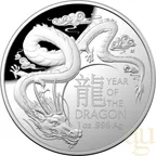 1 Unze Silbermünze Australien RAM Lunar Drache 2024 Domed - Proof